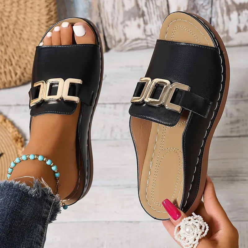 Bex Wedge Buckle Flat Sandal