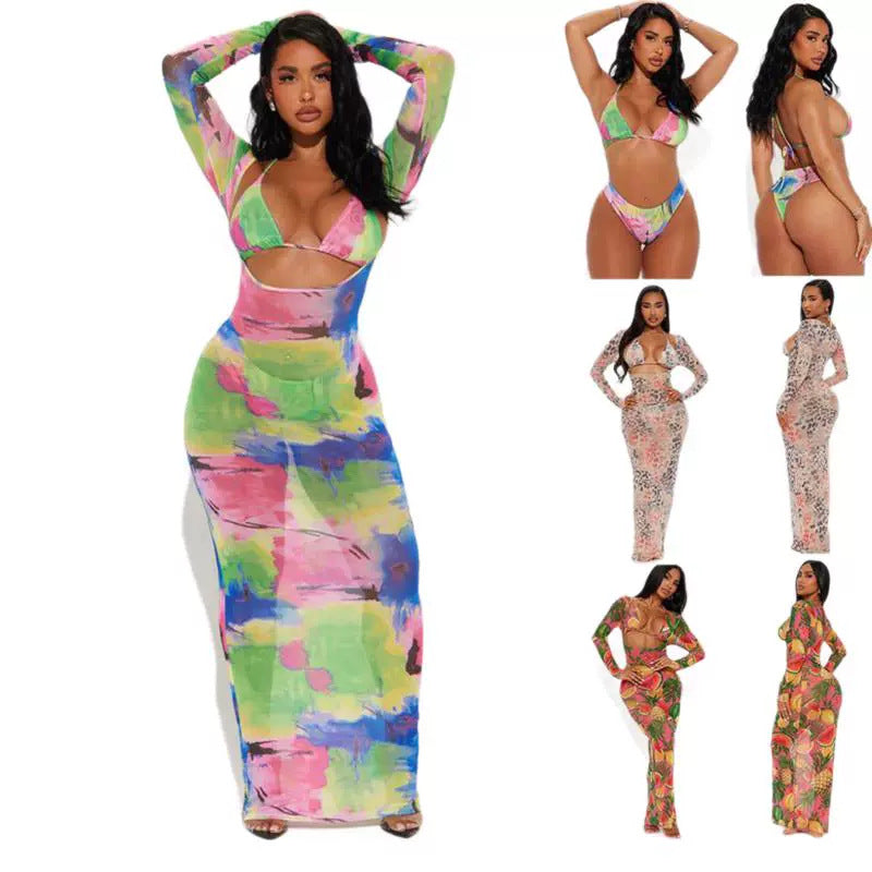 Indigo Tie-Dye Bikini Cover-Up Set