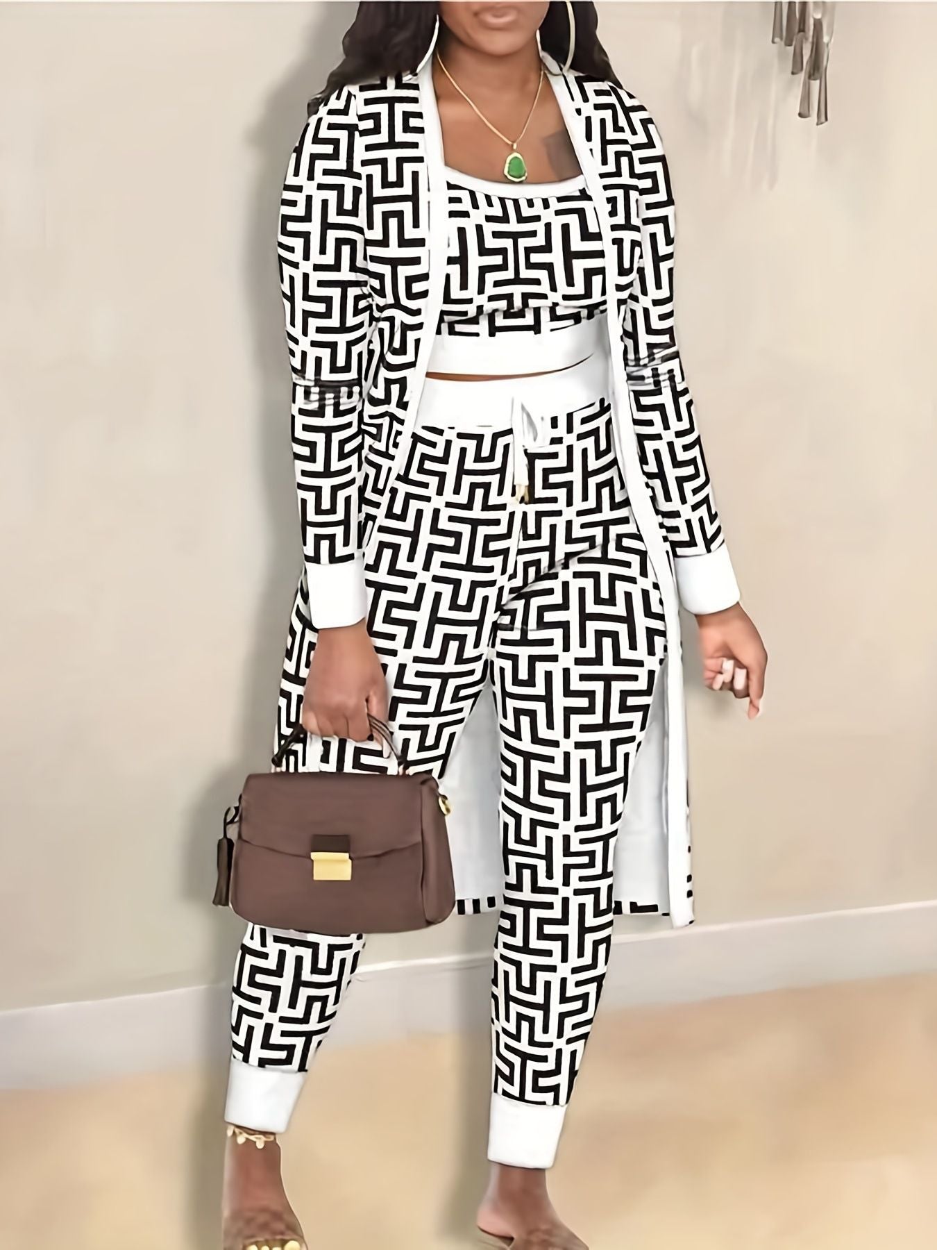 Zara Printed Coat & Trousers Set