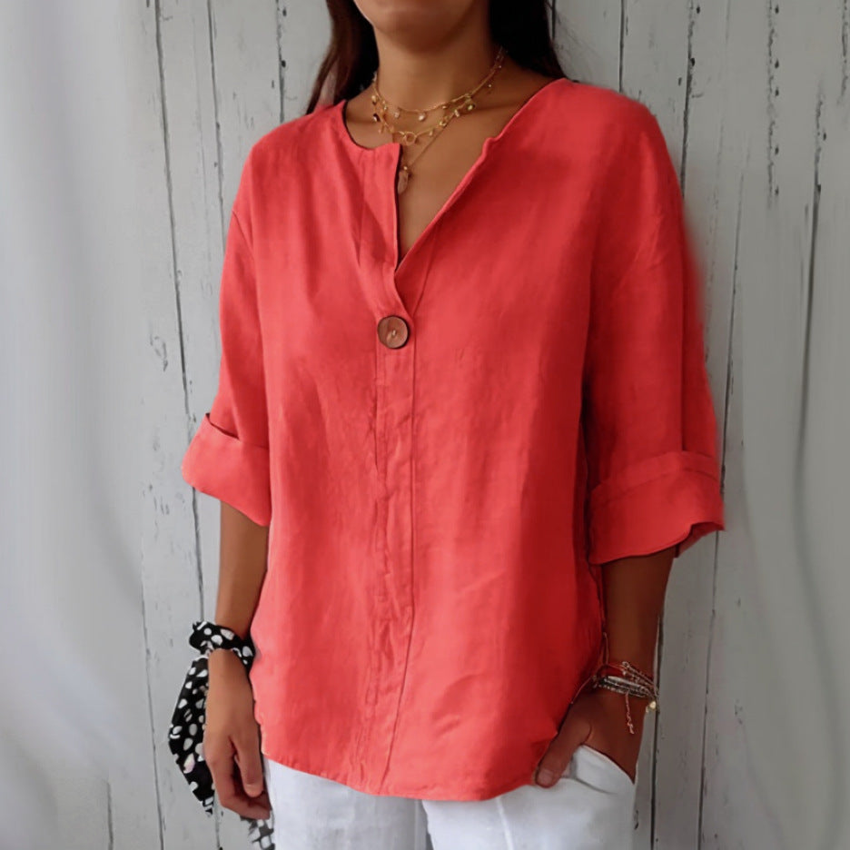 Odera V-Neck Button Top