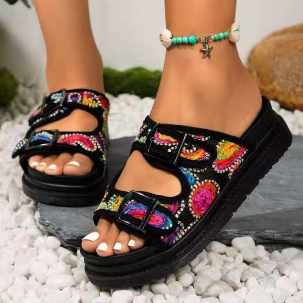 Soleil Thick-Sole Buckle Slide Slipper